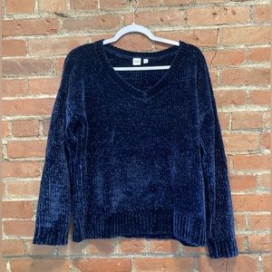 GAP Chenille Sweater V-Neck Navy
